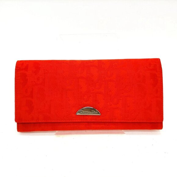 Christian Dior Long Wallet Red Nylon 250-082425 - Picture 1 of 9